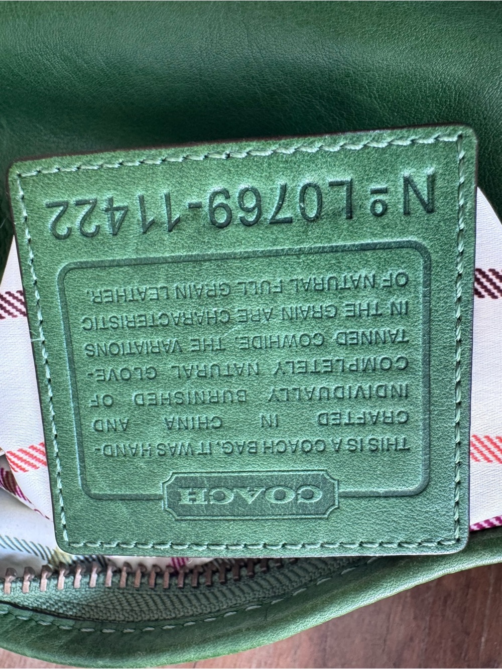 VTG COACH BLEEKER TATTERSALL BURNISHED Leather Bucket Bag in Apple Green #11422 - Picture 14 of 17